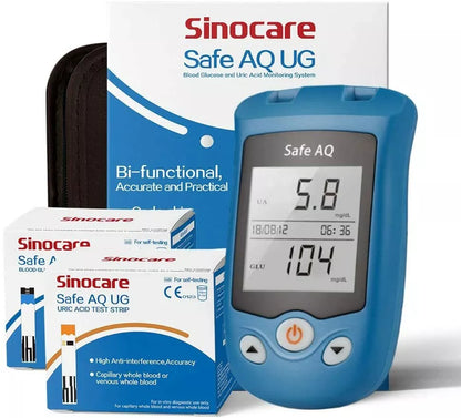 AquaZ - For Uric Acid (Pack of 7x350ml) w/ Sinocare Safe AQ UG 2 in 1 Uric Acid & Blood Glucose Test Kit